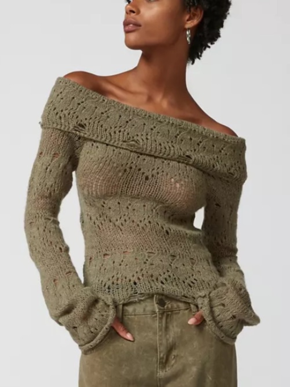 UO distressed off the shoulder top